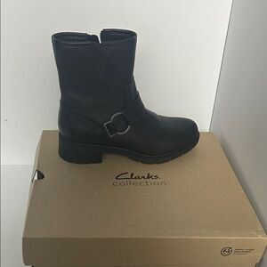 Clarks Women's Black Moto Boots HEARTH CROSS